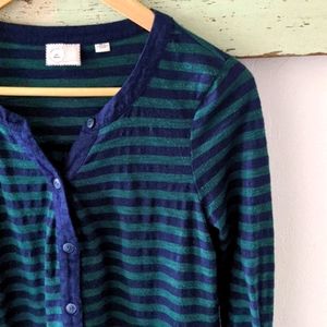 ANTHRO I Navy & Green Striped Peplum Henley Top by Postmark,  S